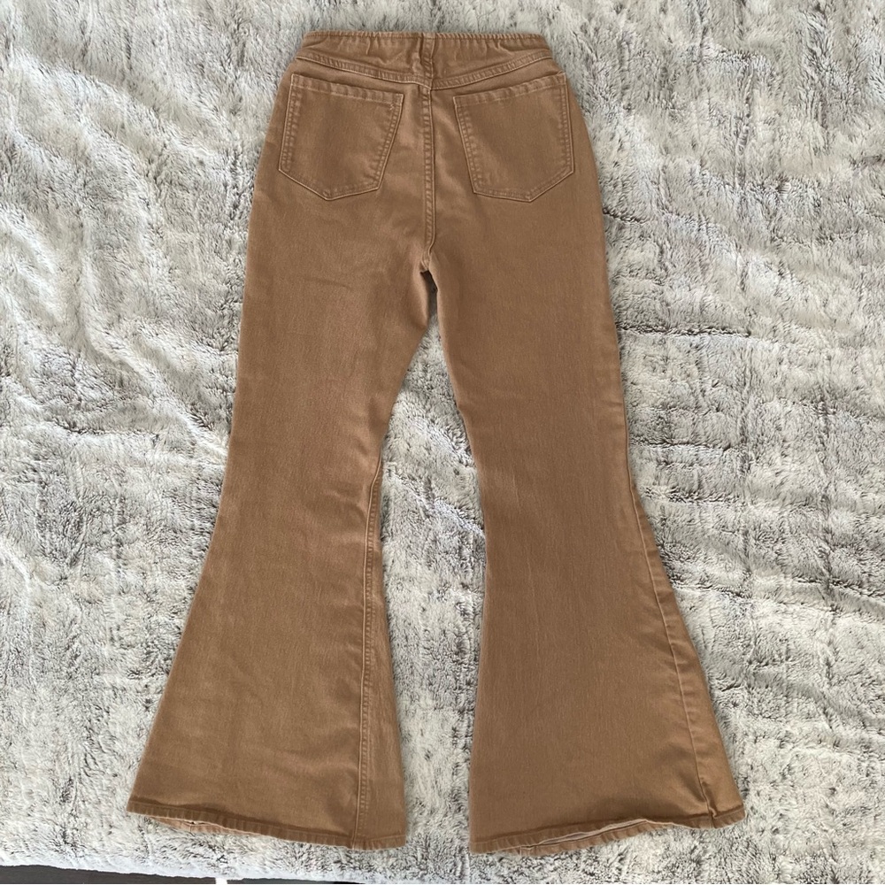 Forever 21 Premium Beige Tan Light Brown High Rise Flare Pants